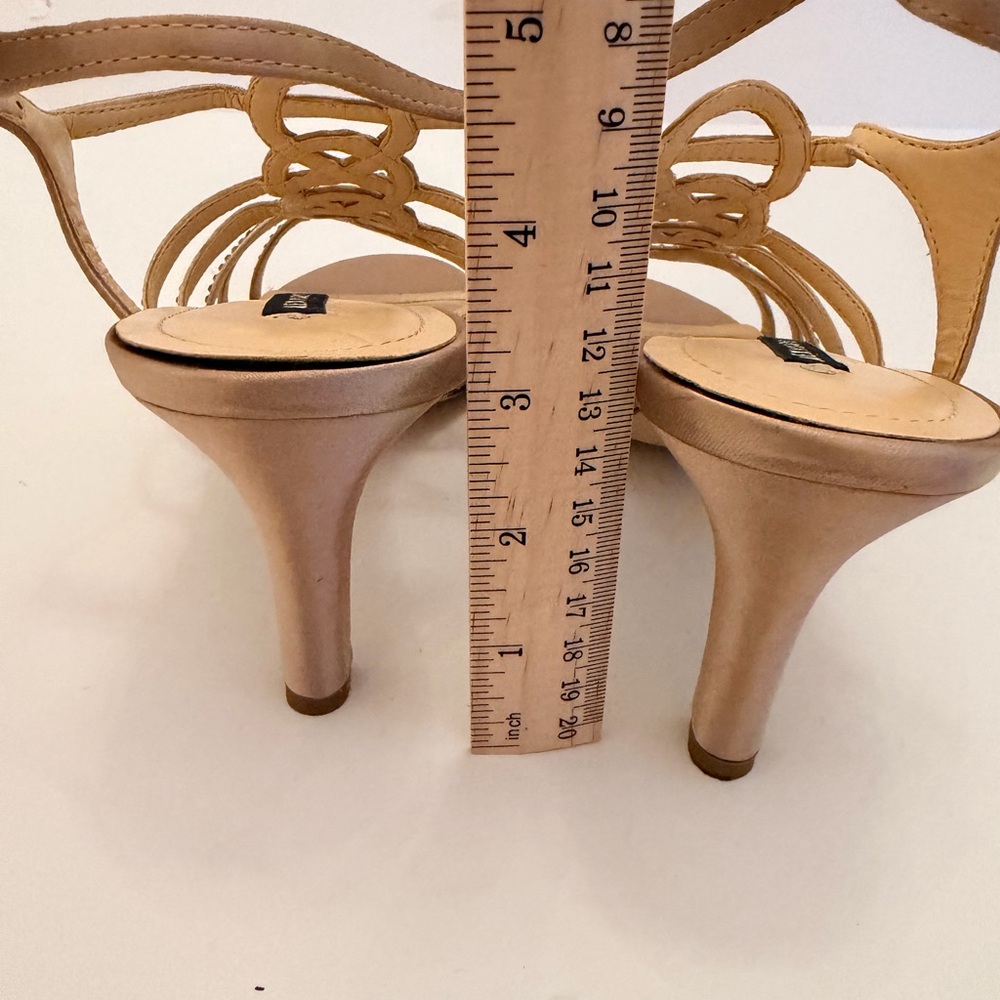 Alex Marie Champagne Satin Rhinestone Sling Back Sandals Size 8 1/2 - Picture 6 of 7